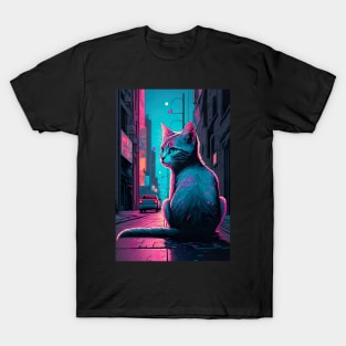 cat in the street looking back T-Shirt